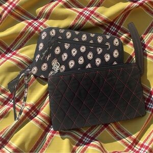 Vera Bradley Set of 2 Wristlets Black Quilted Women's